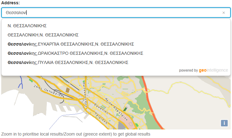 Typeahead results are biased around Thessaloniki